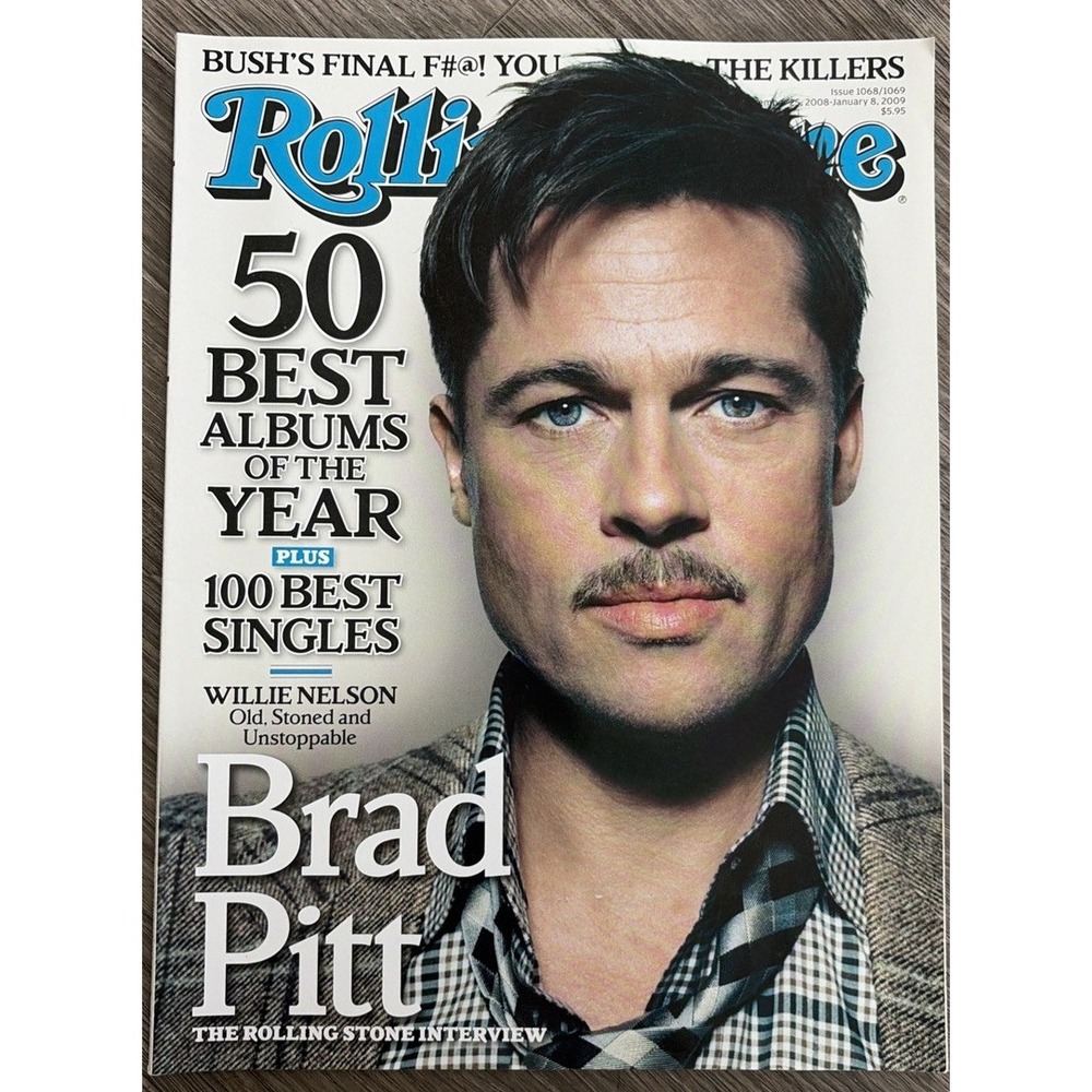 Y2k Vintage Rolling Stone Magazine Brad Pitt Cover 1068/1069 2009 Music Mag Art